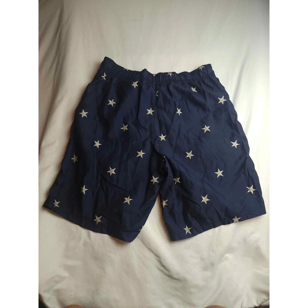 Faded Glory Mens Navy Blue Star Print Swim Trunks Board Shorts Large 36-38